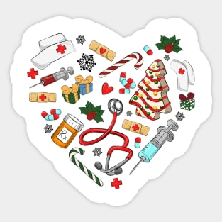 Heart Medical Nurse Christmas Sticker